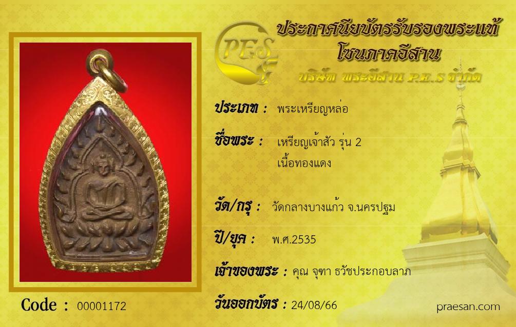 เหรียญเจ้าสัว รุ่น 2
เนื้อทองแดง