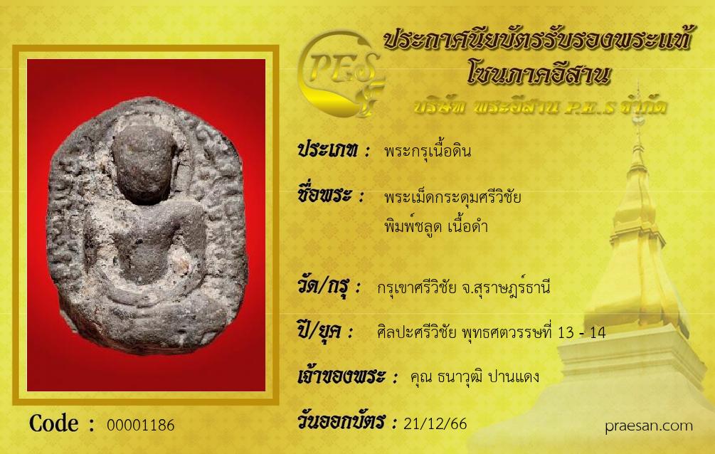 พระเม็ดกระดุมศรีวิชัย
พิมพ์ชลูด เนื้อดำ