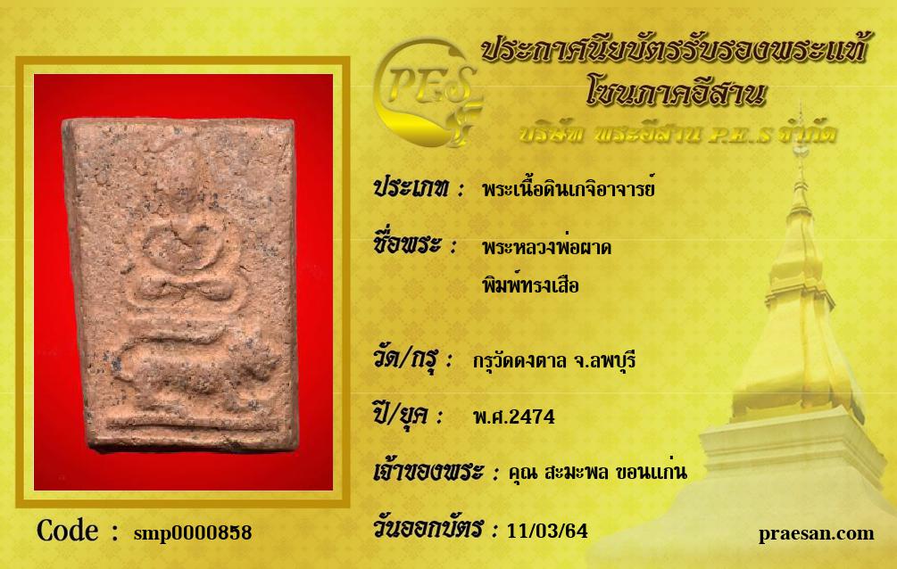 พระหลวงพ่อผาด
พิมพ์ทรงเสือ